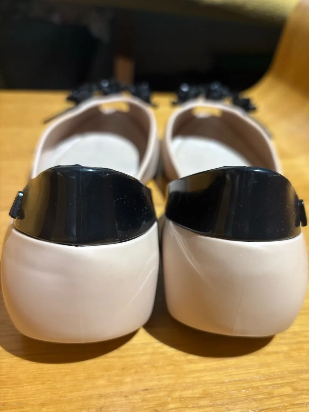 Melissa + Alexandre Herchcovitch Flower Queen Peep-Toe Flats, Beige/Black, size9